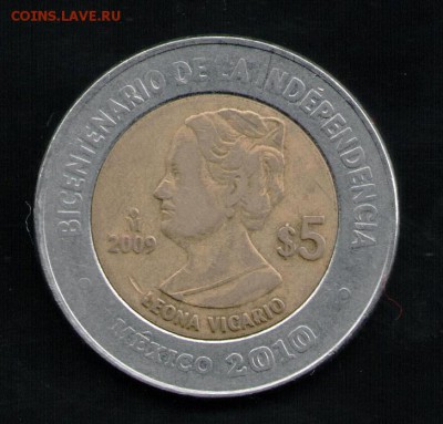 МЕКСИКА 5 ПЕСО 2009 ВИКАРИО - 3 001