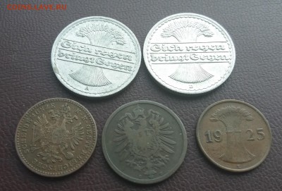 пфенинги 1859 ,75, 1919 , 22 , 25. - 20180118_131247