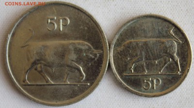 С РУБ. ИРЛАНДИЯ 5 пенсов 1980г. и 1996г. БЫК  до 1.02 в 22 - IMG_0720