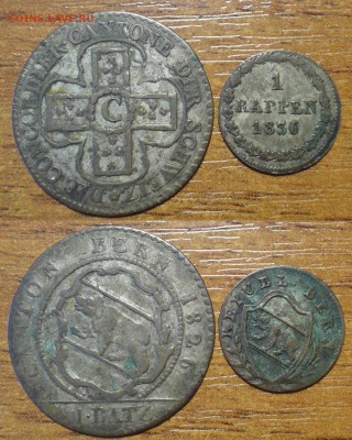 Швейцарский кантон Берн 1 батцен 1826  1 раппен 1836 оценка - OVJi93ofZYc