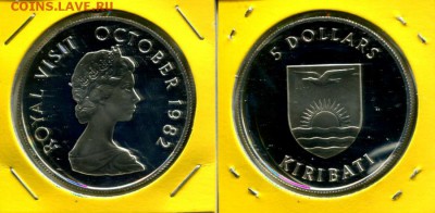 Кирибати РЕДКИЕ 5$ Ag 1982 Елизавета II до 01.02.18 22-00 - Kiribati 5$ 1982