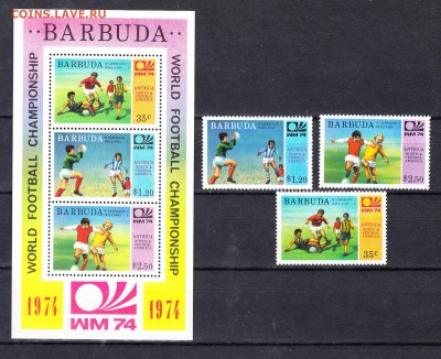Барбуда 1974 футбол ЧМ 3м+блок - 21а