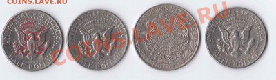 3 шт. 50 центов США и монета Мексики - 2