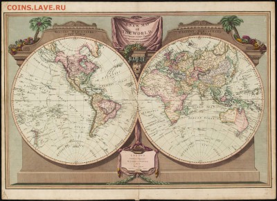 Монеты с Корабликами - 1812  - A new map of the world, with Captain Cook's tracks, his discoveries копия