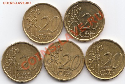 Евро центы 20 ц. 5 шт.  до 05.04.2011 в 23:00 МСК - евроценты 20 ц2