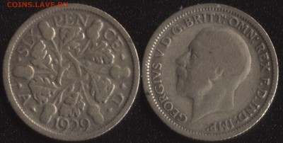 Великобритания 6 пенсов 1929 до 22:00мск 9.02.18 - Великобритания 6 пенсов 1929