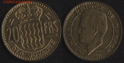 Монако 20 франков 1950 до 22:00мск 9.02.18 - Монако 20 франков 1950