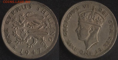 Кипр 1 шиллинг 1947 до 22:00мск 9.02.18 - Кипр 1 шиллинг 1947 -495