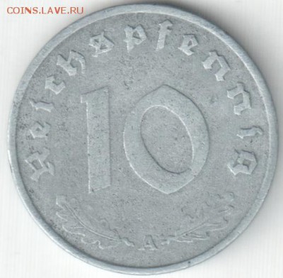 Германия, 10 рейхспфенигов 1942 А, до 09.02.18_22:00мск - 44