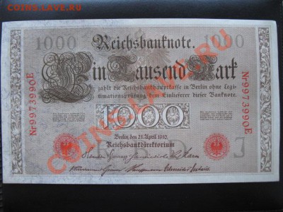 Германия, 1910 год, 1 000 М, пресс, до 05.04 в 21-00 мск - б герм 1000 пр а