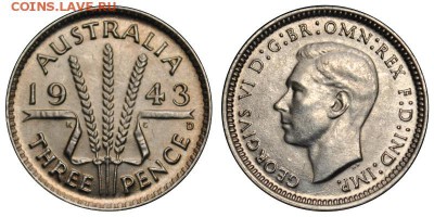 С 0 рублей, Австралия, 3 пенса, 1943; 10.02 22-00 МСК - 3pence1943.JPG