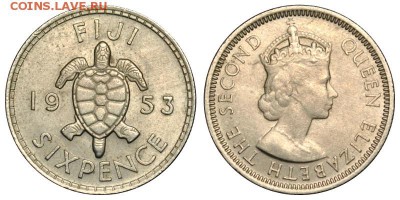 C 0 руб, Фиджи, 6 пенсов, 1953; до 10.02 22-00 М - 6p1953.JPG