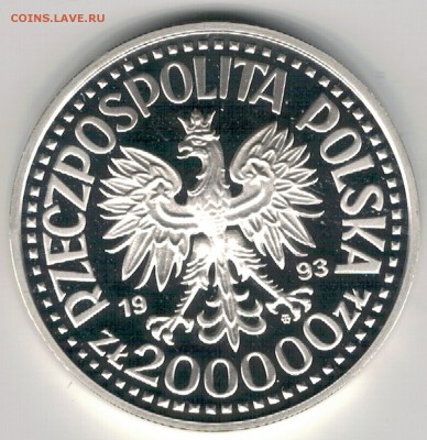 Ag Польша 200000 злотых 1993 Казимир IV до 12.02-22ч (Е311) - 5-п93а