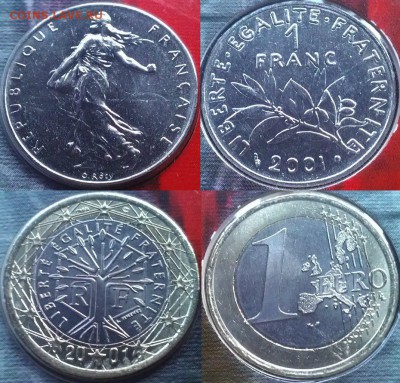 Франция 1 евро+1 франк 2001 буклет ФИКС 13.02 - 1