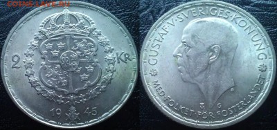 Швеция 2 кроны 1945 UNC ФИКС 13.02 - 8