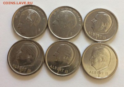 Бельгия 1 франк 1989-1996 6 штук с рубля 09.02.2018 22:00 - бельгия