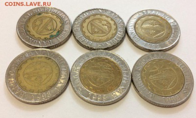 Филиппины, 10 песо 2002-2012 разные с рубля 09.02.2018 - фили