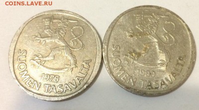 Финляндия.1 марка 1989М; 1976К с рубля 09.02.2018 - 1мар