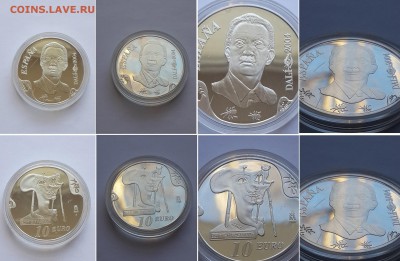 Испания 10 евро 2004, С.Дали. Серебро, пруф. До 11.02.18. - Испания 10 евро 2004 2
