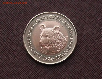 Биметалл Андорра 2 динера 1984 Животные - Медведь Фауна - bimetall_andorra_2_dinera_1984_zhivotnye_medved_fauna