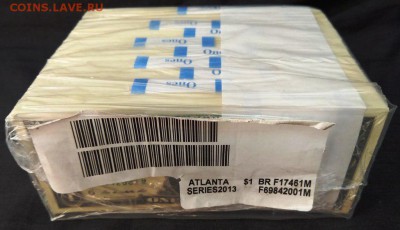 Доллар $1 США 2013, номер репитер. UNC короткий аук до 12.02 - кирпич1доллар