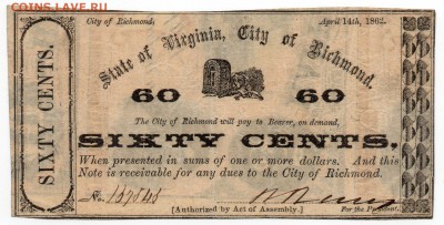 США Гражданская война .1862 60c Ричмонд, VIRGINIA. - img081