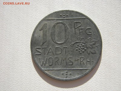 Германия Вормс нотгельд 10 пфеннигов цинк 1918 до 17.02. - IMG_3285