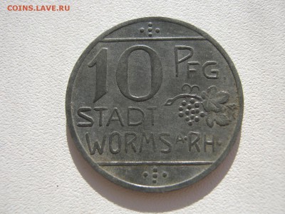 Германия Вормс нотгельд 10 пфеннигов цинк 1918 до 17.02. - IMG_3289