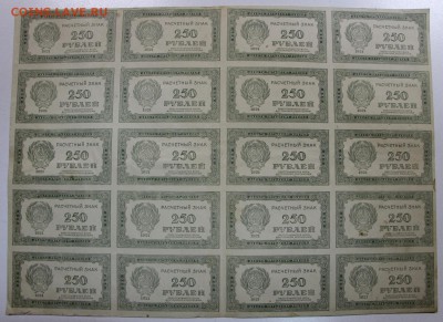 Полный лист ( 20 бон) 250 рублей 1921 года - новое фото 033