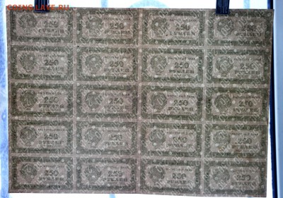 Полный лист ( 20 бон) 250 рублей 1921 года - новое фото 032