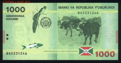 Бурунди 1000 франков 2015 unc  20.02.18 22:00 мск - 2