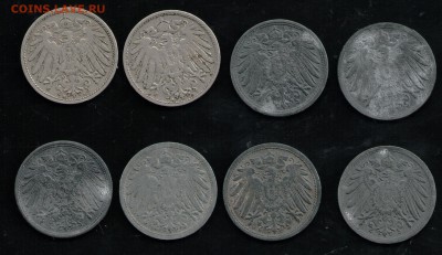 10 ПФЕННИГОВ 8 ШТУК 1899-1922 - 12 001