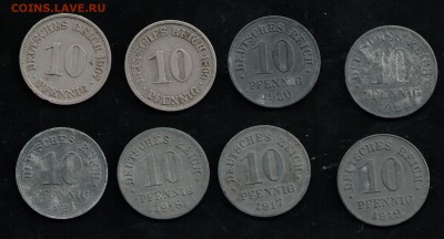 10 ПФЕННИГОВ 8 ШТУК 1899-1922 - 11 001