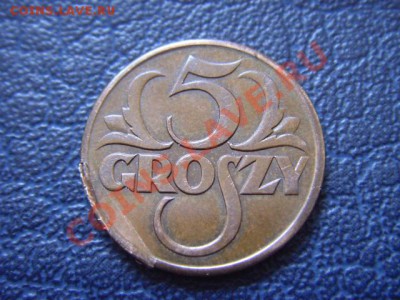 Польша 5 грошей 1928 с отслоением плакировки - LPIC9350.JPG