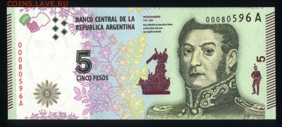 Аргентина 5 песо 2015 unc 22.02.18 22:00 мск - 2