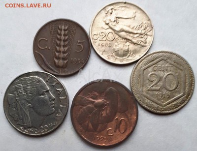 Король Виктор Эммануил III лот из 5ти монет до 23.02 - 72696316