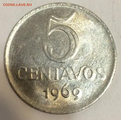 Бразилия, 5 сентаво 1969 с рубля 20.02.2018 22:00 - браз