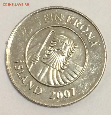 1 крона 2007 года - Исландия - Треска с рубля 20.02.2018 22: - кр