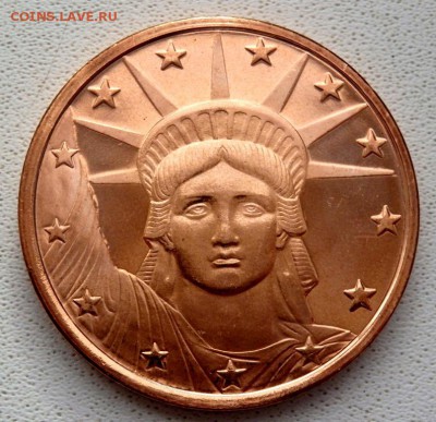 монетовидный жетон унция меди 2012 года USA статуя свободы - P2180141.JPG