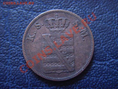 Германия Саксония 2 пфенинга  1853 F до 07.04 в 21.00 М - LPIC9359.JPG