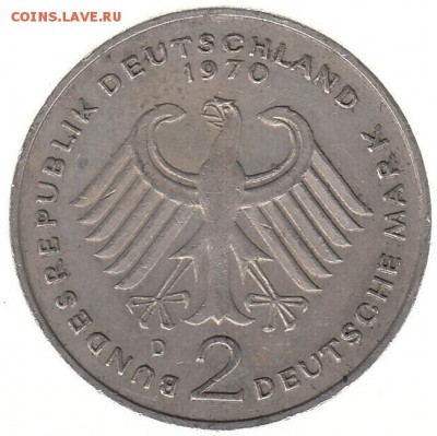 ФРГ 2 марки 1970 до 23.02 в 22.00 - н=
