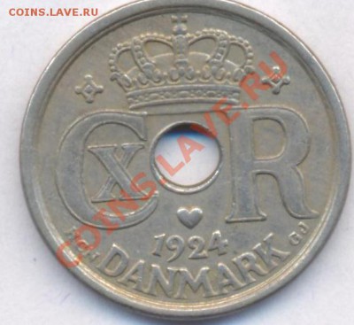 Дания 25 эре 1924 г.До 7.04.11 г. 20-00 МСК. - 25 эре.1