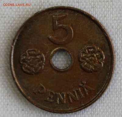 С 1 РУБ. ФИНЛЯНДИЯ 5 пенни 1942г. С ДЫРОЧКОЙ до 28.02 - IMG_0479