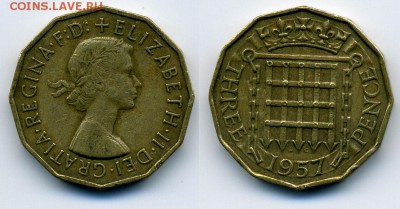 Великобритания THREE PENCE 1957 с РУБЛЯ+БЛИЦ  до 01.03 22:30 - 3pence1957