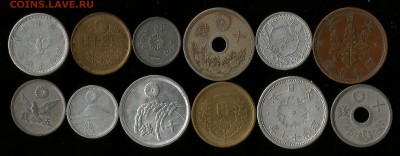 Старые монеты Японии 12 шт 1920-50х годов - 28.02. 22:00мск - Яп_12_350_