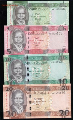 ЮЖНЫЙ СУДАН 1,5,10,20 ФУНТОВ 2015-2016 UNC - 11 001