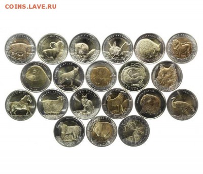 биметалл Турция 1 лира 2009 - 2016 Животные 20 шт UNC Полный - bimetall_turcija_1_lira_2009_2016_zhivotnye_20_sht_unc_polnyj_nabor_koshka_sobaka_slon_cherepakha