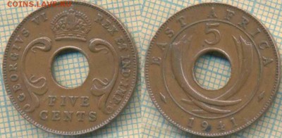 Бр. Восточная Африка 5 центов 1941 г., до 06.03.2018 г. 22.0 - Бр Восточная Африка 5 центов 1941  25  7