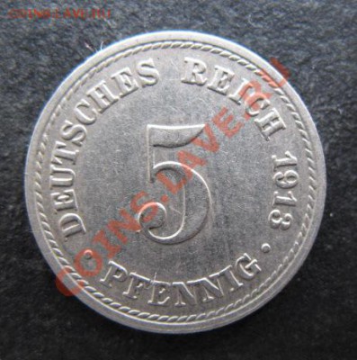 Германия, 1913 г, 5 пф, до 12.04 в 21-00 мск - г 1913 5