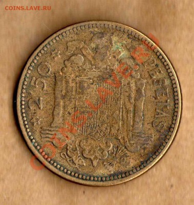 Испания 2,5 песетас 1954 до 12.04 в 21:00 - Испания 2,5 песетас 1954 - 1